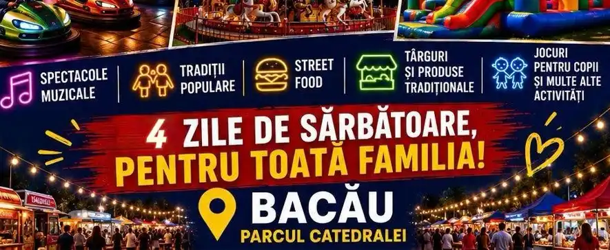 Hramul Bacăului 2026: patru zile de sărbătoare în Parcul Catedralei, între 26 și 29 iunie