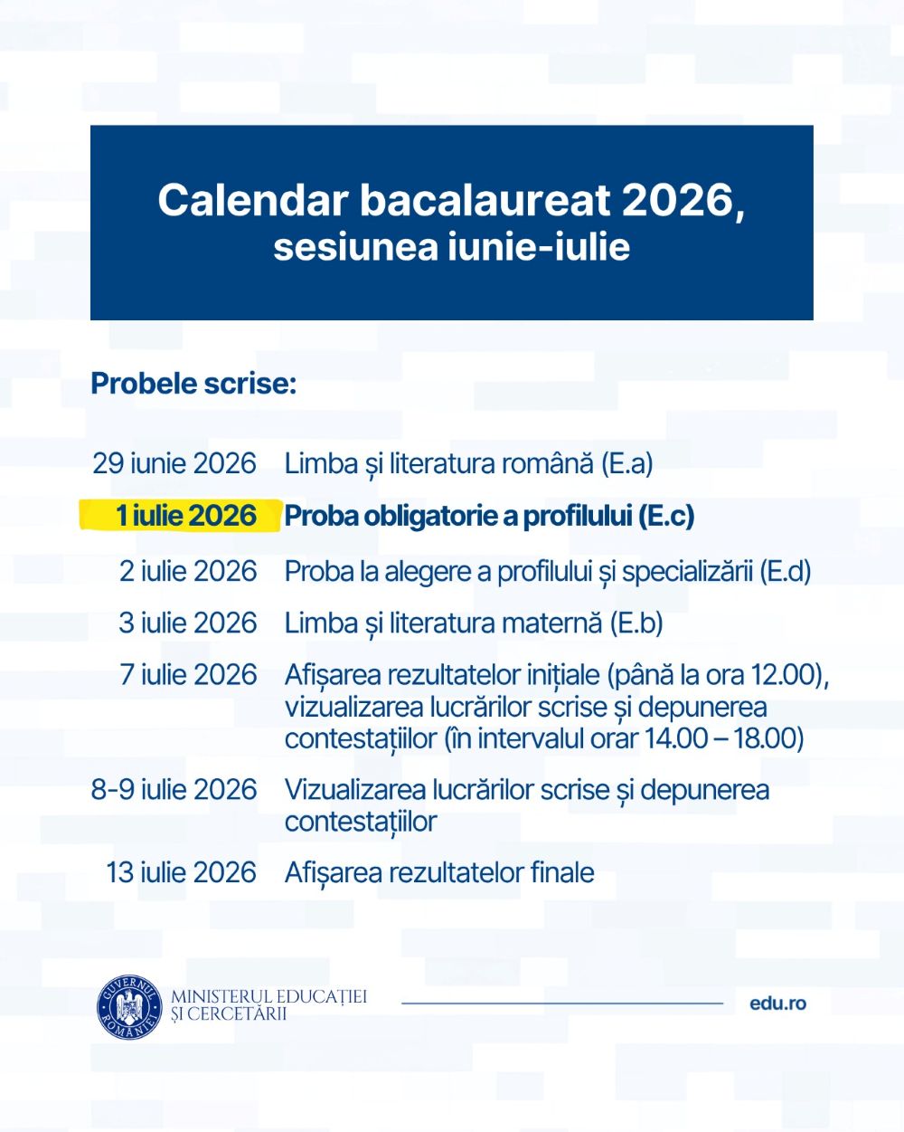 Bacalaureat 2026