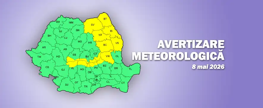 Cod Galben de ploi torențiale în județul Bacău – ANM avertizează asupra instabilității atmosferice pe 8 mai