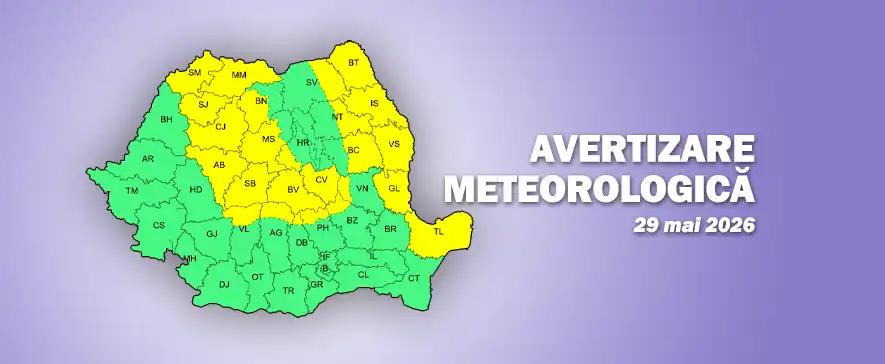 Vânt puternic în județul Bacău: două atenționări Cod Galben și o informare ANM pentru 29–30 mai