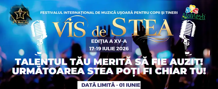Festivalul Vis de Stea 2026: Încep înscrierile pentru ediția a XV-a a concursului de muzică pentru copii și tineri de la Moinești