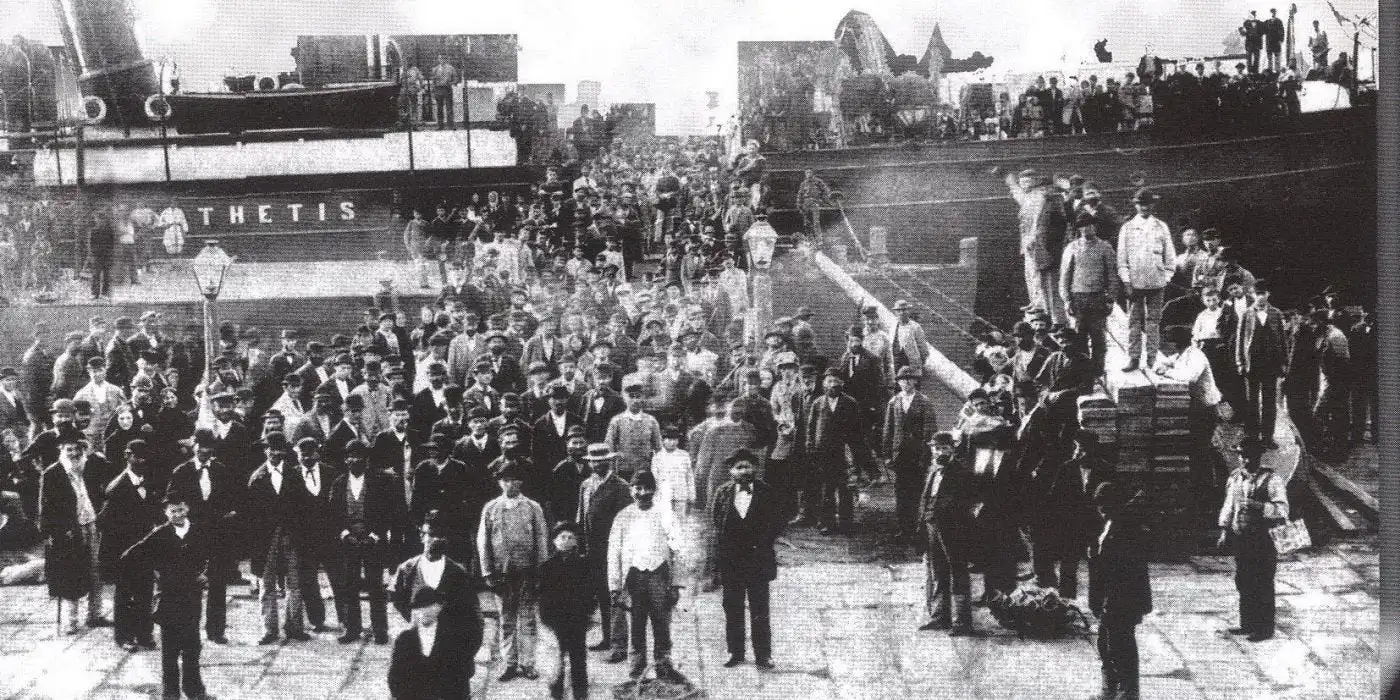 Plecarea în Israel a evreilor români, inclusiv evrei din Moinești, pe vaporul Thetis, 1882.