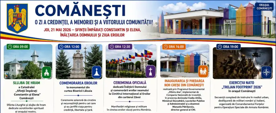 Orașul Comănești marchează Ziua Eroilor, Înălțarea Domnului și inaugurarea noii creșe: o zi a credinței, memoriei și viitorului comunității